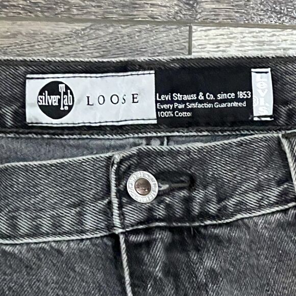 Levi’s SilverTab Loose Jeans Black Gray Baggy Fit 90s Skater Style W38 L32 - Picture 2 of 7